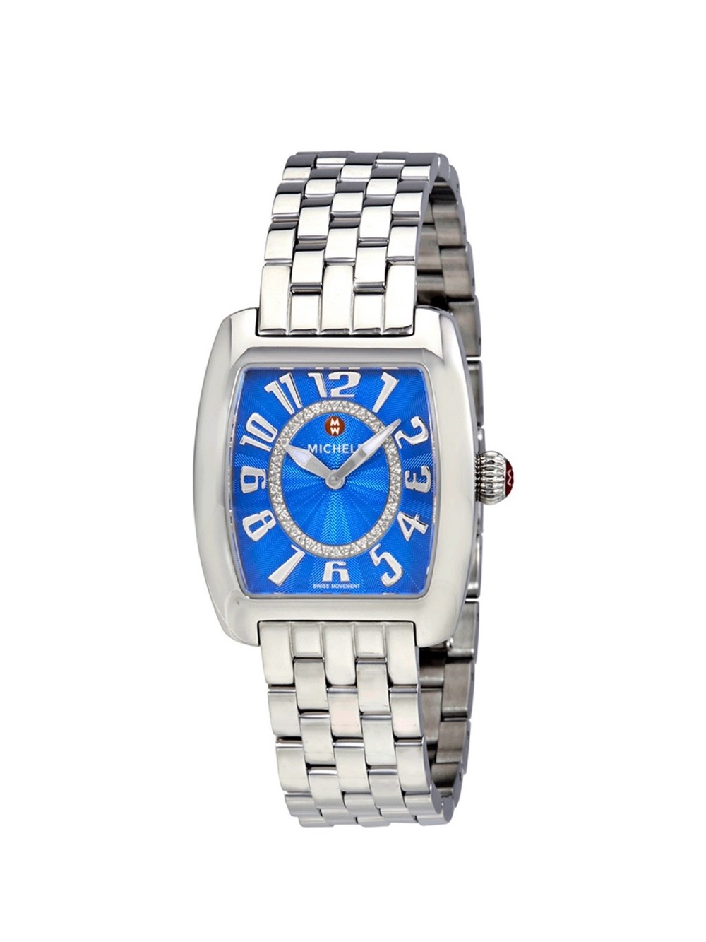 Michele Silver Bracelet Watch with Blue Dial